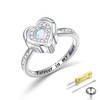 925 Sterling Silver Lab Opal Heart Urn Ring for Ashes