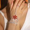 Wiwpar Boho Red Crystal Rhinestone Flower Layered Hand Harness Slave