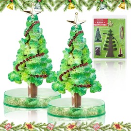 Pack of 2 Mini Christmas Tree, Magic Christmas Tree Decoration, Growing Christmas Tree, Magic Tree, DIY Crystal Breeding Set for Boys and Girls, Learning Instructions (English language not guaranteed)