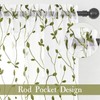 WUBODTI Sage Green Leaf Embroidered Sheer Curtain 72 Inches Long