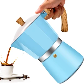 Vaolvpant 12 Cup Aluminum Moka Pot Classic Stovetop Espresso Coffee Maker 600ml 20oz Coffeemaker Percolator Mocha Pot Greca Coffee Maker Cafe Makers for Italian and Cuban Café Brewing Blue