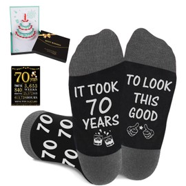 Juesly 70th Birthday Gifts for Men, Socks with 3D Pop Up Greeting Card and 70th Poster Anniversary Card, 70 Year Old Gifts for Men