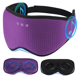 ZHENYEMEI 3D Sleep Mask with Bluetooth Headphones 2-in-1, Timing Sleeping Headphones for Side Sleepers, Wireless Music Eye Mask with Ultra-Thin Stereo Speakers for Men, Women, Tech Gifts, Purple