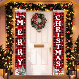 ZOSIGN Christmas Banner, Merry Christmas Banner 30 x 180 cm, Christmas Porch Sign, Christmas Door Banner Decoration, Christmas Decoration for Indoor, Outdoor, Front Door, Garden Party