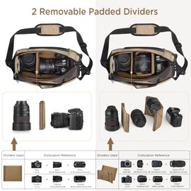 TAAOKA Camera Sling Bag, Waterproof Camera Case with Tripod Holder, DSLR/SLR/Mirrorless Cameras Shoulder Bag, Crossbody Camera Bags for Photography (Coffe)