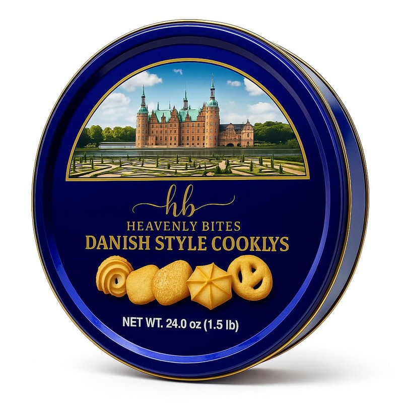Heavenly Bites Danish Style Butter Cookies in Metal Tin 24