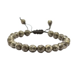 Pyrite Bracelet for Women - Chakra Mens Bracelet Protection Crystals and Healing Stones - Blessing Bracelet Spiritual Meditation Gift Christmas Stocking (Faceted Beaded Bracelet, Adjustable)