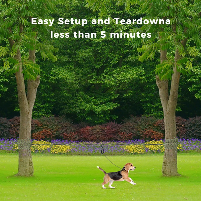 LZ.MZXU Dog Tie Out Cable for Camping, 50ft/75ft/100ft Portable Overhead