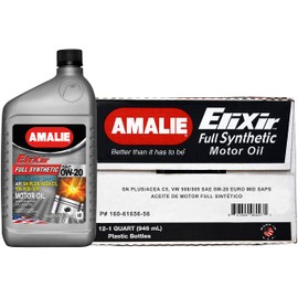 AMALIE Elixir 0W-20 Full Synthetic Euro Mid Saps C5 508/509 Motor Oil (160-61656-56) 1 Quart Bottle, Pack of 12