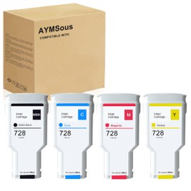 AYMSous Compatible for HP 728 Ink Cartridge Replacement for HP 728 F9J68A F9K17A F9K16A F9K15A for HP DesignJet T730 36-in Printer T830 24-in MFP T830 36-in MFP (4-Pack)