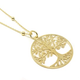 WANDA PLATA Tree of Life Pendant, Tree of Life Necklace, Gold-Plated 925 Sterling Silver, Silver, No Gemstone