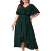 Women Plus Size Long Formal Dress Short Sleeve Chiffon Ruffle