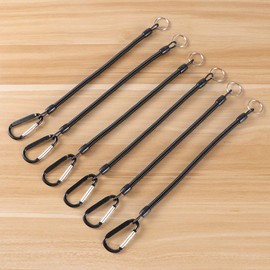 LIOOBO Fishing Lanyard Elastic Safety Rope Boating Ropes Fishing Safety Wire Lanyard Fish Tools Fishing Tackle 6 Pieces (Black)