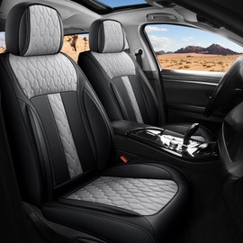 yotruth Car Seat Covers Front Seats, Waterproof and Breathable Nappa Leather Seat Covers for Cars, Universal Car Seat Covers Fit for Most SUV Truck Sedan