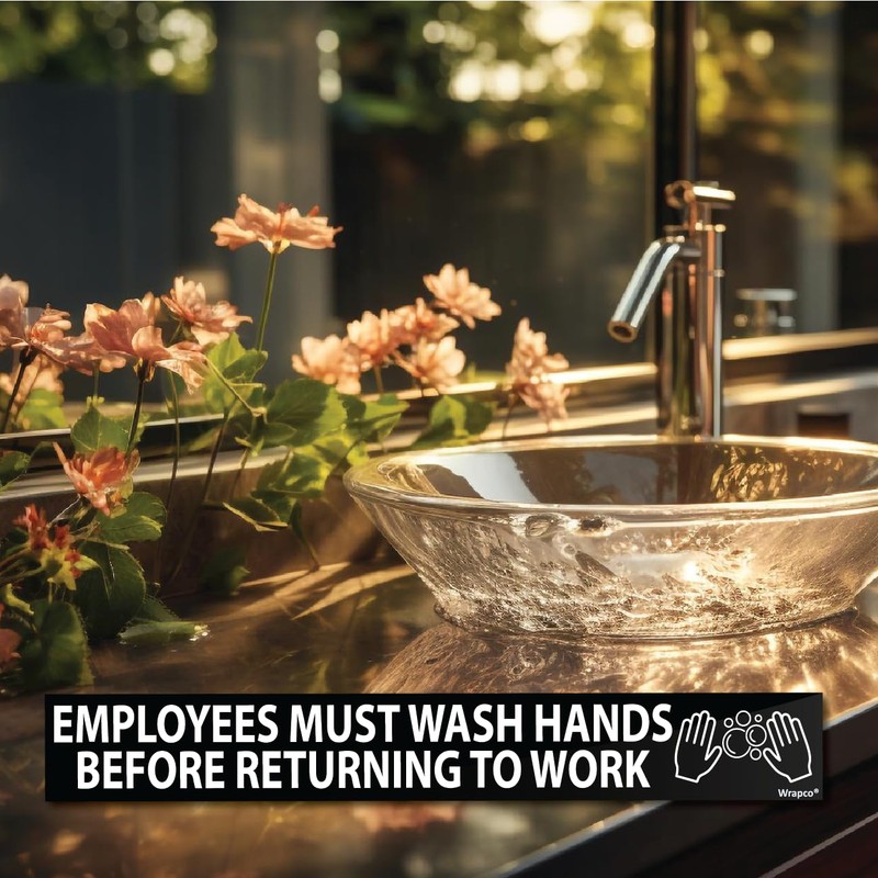 (12 Pack) Wash Rinse Sanitize Sink Labels Stickers, Hand Wash