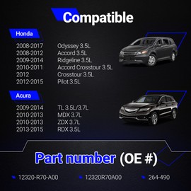 12320-R70-A00 Aluminium Rear Engine Valve Cover Compatible with 2008-2017 Honda Accord Odyssey Pilot Ridgeline Crosstour 2009-2015 Acura MDX RDX TL ZDX 3.5L 3.7L,Replaces# 12320R70A00 264-490