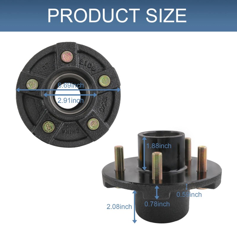 JDMSPEED Trailer Idler Hub Kits 5 on 4.5" for 3500