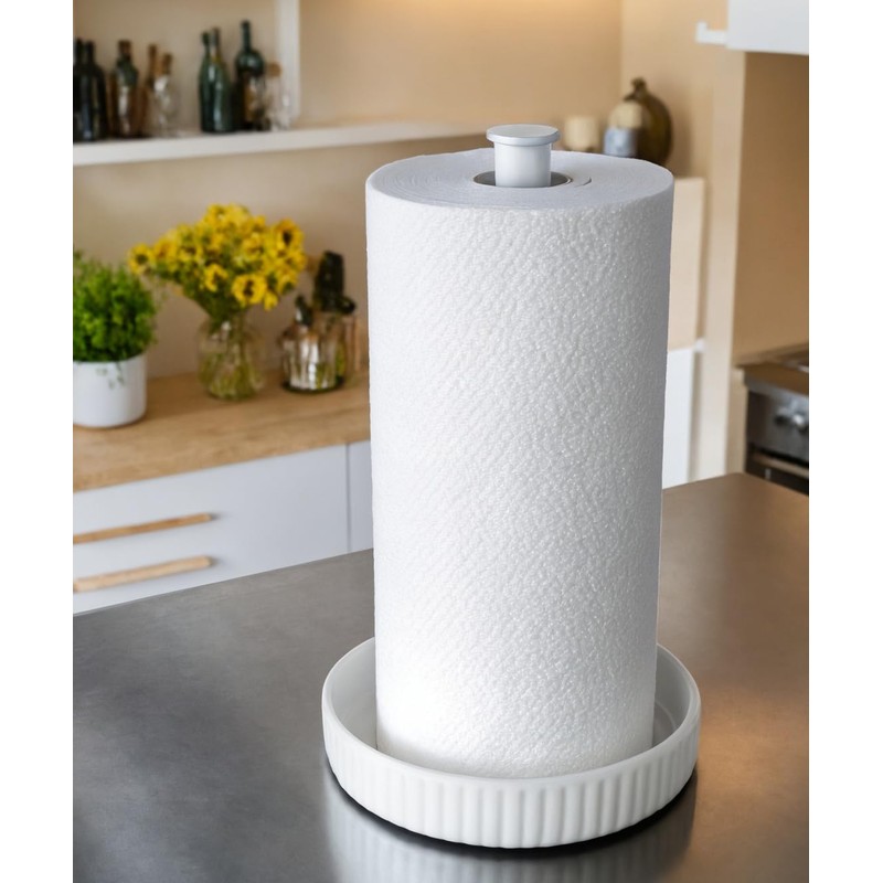 VROOMIUM Paper Towel Holder Countertop, Ceramic Base Easy-to-Clean, 1.5 lbs,