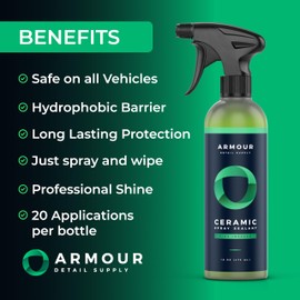 Armour Detail Supply Ceramic Spray Sealant Coating - Superior Automotive Protection, Safe on all Vehicles, Ultra Hydrophobic, 16oz Spray Bottle