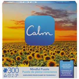 300-Piece Calm Jigsaw Puzzle for Relaxation, Stress Relief, and Mood Elevation, for Adults and Kids Ages 8 and up, Sunflower Fields