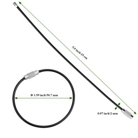 MAHIONG 100 PCS 6 Inch Stainless Steel Wire Keychains Cable, 2mm Cable Loop Rings Heavy Duty Luggage Tags Loops Tag Keepers, Black Nylon Coated Wire Keychain