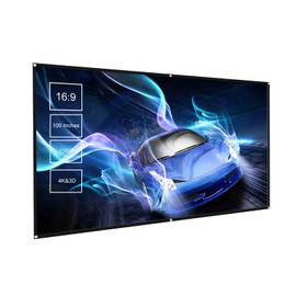 Projector Screen, 100/150 Inch Portable Projection Screen Widescreen 16: 9 Anti-Crase Foldable Movie Screen Indoor Outdoor Projector Screen for Home Office (100