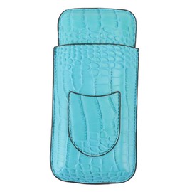 3 Finger Cigar Holder Frosted Finish Portable 3 Finger Leather Cigar Case for Travelling Hiking Light Blue