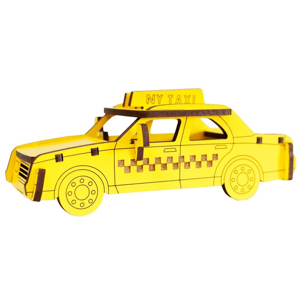 Little & Wood: Woodlet: Medium - Taxi - Yelllow, 3D