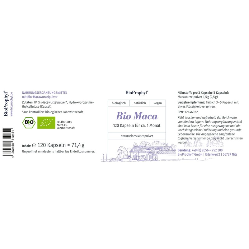BioProphyl® Organic Maca - 500 mg Pure Maca Root Powder