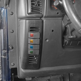 Hooke Road TJ Wrangler Pillar Light Switch Pod Panel w/ 4X Rocker Switches for Jeep Wrangler TJ 1997-2006 - Driver Side