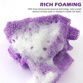 ​​3 Pcs African Exfoliating Net, Lightweight Stretchable Body Scrubber Bath Net, Nylon Shower Sponge Gentle Deep Cleaning, 80x30cm (Pink, Purple, Blue) for Men & Women​​