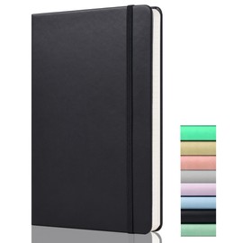 GDMLUP Bullet Dotted Journal - A5 Dotted Notebook - 120gsm Paper, 172 Pages, Vegan Leather Hardcover Notebook with Back Pocket, 2 Mark Ribbons, Black