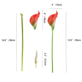 Mandy's 20pcs Coral Artificial Calla Lily Silk Fake Flowers 13.5" for Mother's Day Easter Home Kitchen Wedding Decorations New Year Spring
