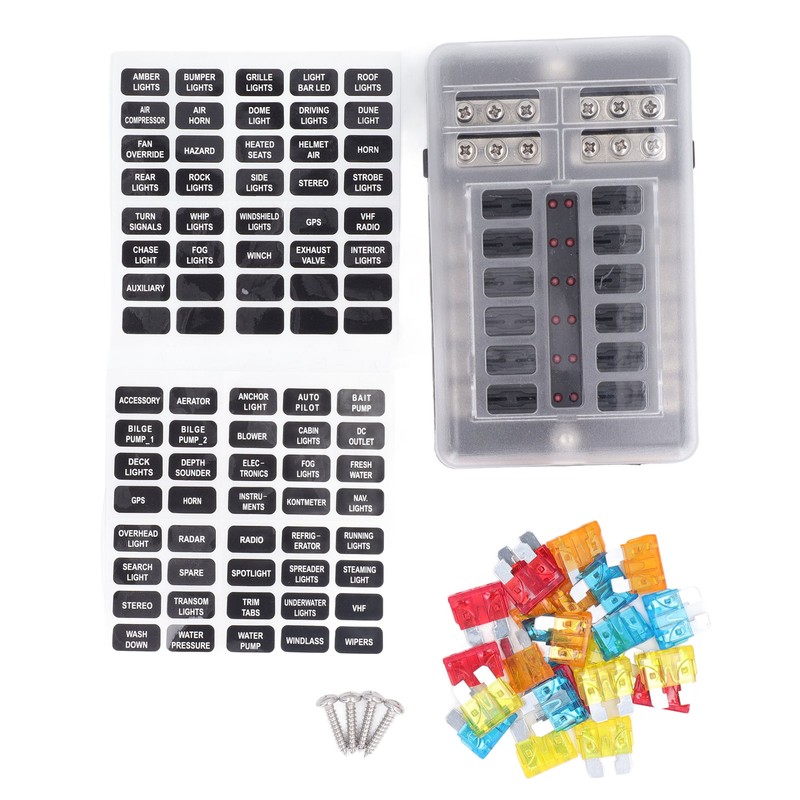 12 Way Fuse Box with LED Indicator DC12‑32V Waterproof Circuit