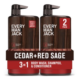 Every Man Jack Every Man Jack Cedar + Red Sage Hydrating Mens 3-in-1 All Over Wash for All Skin and Hair Types - Body Wash, Shampoo and Conditioner with Naturally Derived Ingredients - 28.8oz (2 Pack)