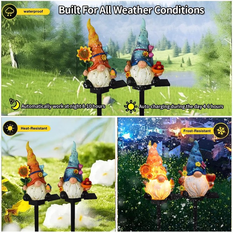 YZYOE 2 Packs of LED Solar Powered Dwarf elf Lights,