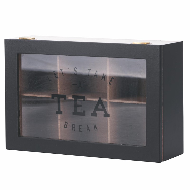 Sibilla Tea Box with 6 Compartments, Black