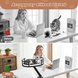 IFNOW Cat Desk Bed - 360°Rotation, Cat Bed for Indoor Pet Supports 42 lbs, Elevated Desk Nest Pet Perch for Work, Desktop Attachment Perch for Home Office, Cat's Beds Kitten Furniture Accessories