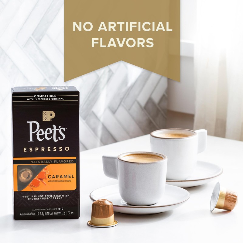 Peet's Coffee, Dark Roast Espresso Capsules Compatible with Nespresso Original