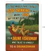 Drunk Fisherman Vintage Rustic Looking fishing Camping Country Tin Sign