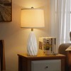 KunruiTAI 25'' Geometric Lamp White Cream Table Lamps Modern Ceramic
