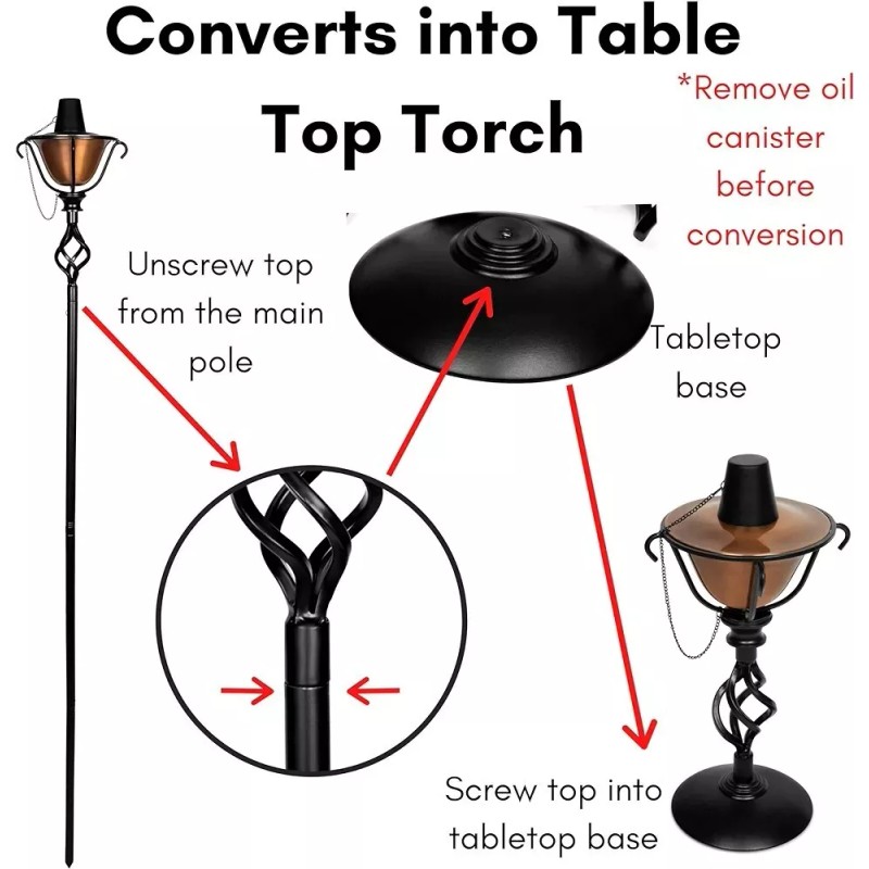 BIRDROCK HOME 2 Pack Outdoor Wide Conical Flame Torches