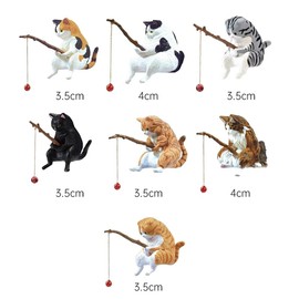 ikasus 7Pcs Funny Cats Aquarium Decorations Cute Cat Fishing Fish Tank Decorations Miniature Fairy Garden Cat Fishing Figurine Aquarium Ornament for Fish Tank Aquarium Landscape