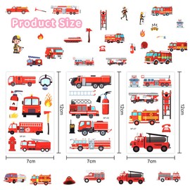 AOOWU Feuerwehr Tattoos für Kinder, 10 Blätter Feuerwehrauto Kindertattoos