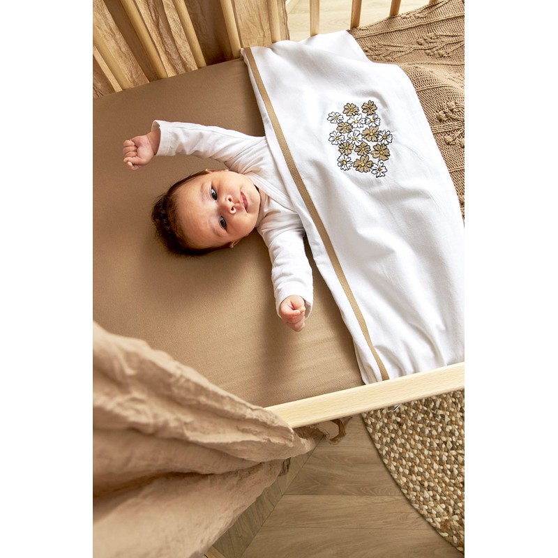 Meyco Baby Plain Fitted Sheets for Cot Bed (Flat Sheet