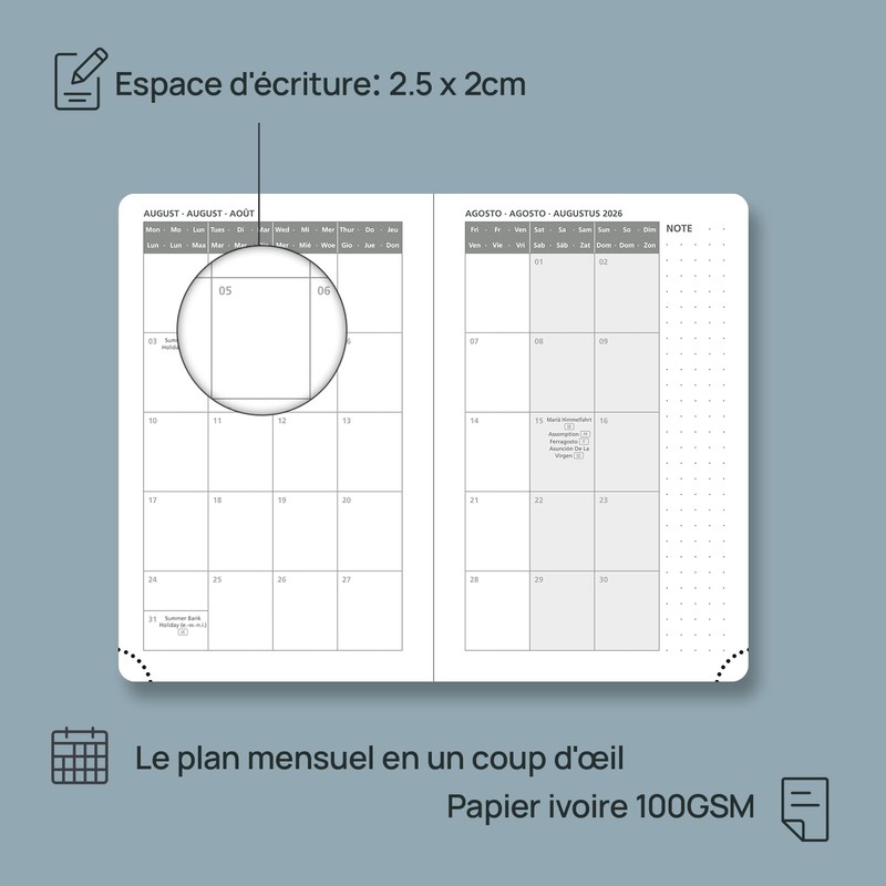 POPRUN Calendar 2026 Small 16 x 10.5 cm (Jan.2026-Dec.2026) -