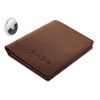 JAIMIE JACOBS SLIMSTAR AirTag-Edition mit großem Münzfach dünne Geldbörse Leder Slim Wallet Hochformat Geldbeutel (Büffelleder Dunnkelbraun)