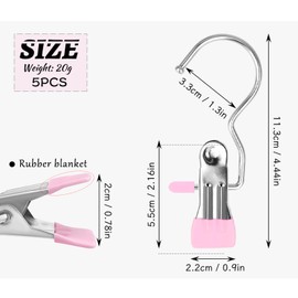 FuninCrea Stainless Steel Laundry Hooks Clip, 5pcs Anti-slip Boot Laundry Hanger Clips Portable Hanging Clothes Pins Multi-functional Single Clothing Hanger Holder for for Scarf, Gloves, Shoes(pink)