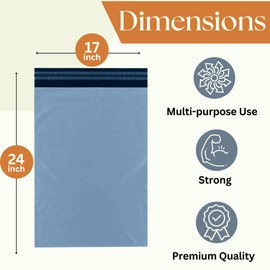 Paxfords Large Postage Bags for Clothes 17x24”- Extra Strong Packing Bags for Posting - Strong Self-Seal Packaging Postal Bags - Grey Recyclable Mailing and Shipping Mailers (10)