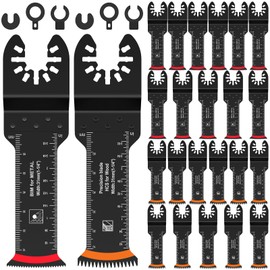 24Pcs Extra Long Oscillating Saw Blade Set Universal Bimetal Oscillating Multitool Blade Precision Teeth Saw Quick Release Arc Edge Japanese Teeth Multitool for Cutting Wood..(24)
